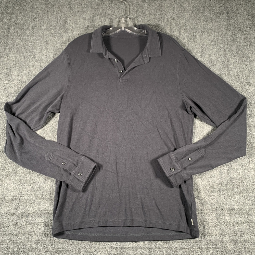 Vuori Polo Shirt Mens Large Gray Long Sleeve Soft Casual Top Strato Tech